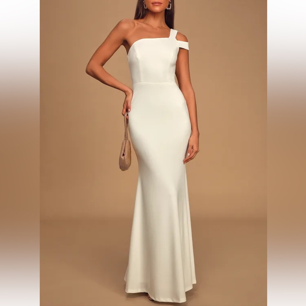 Lulus White One-Shoulder Mermaid Maxi Dress